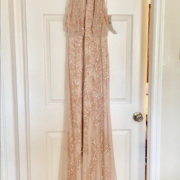 NWT Aidan Mattox Women’s Cold Shoulder Beaded Gown - Picture 3 of 6